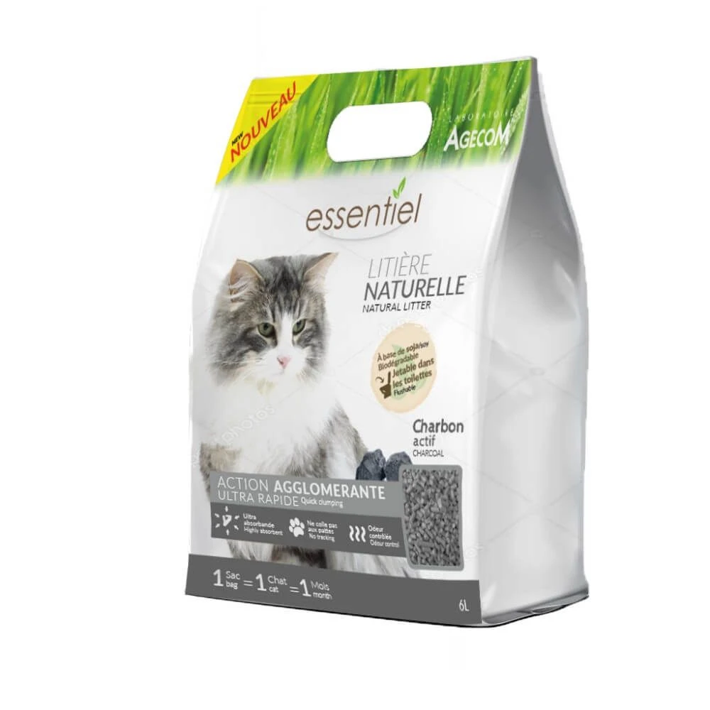 Essentiel Litière Naturelle Soja Charbon Actif 6 L